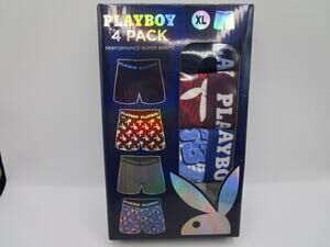 Playboy 4 Pack‎ Performance Moisture Wicking Red Gray Men's XL Boxer Briefs